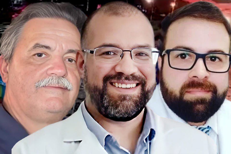 Imagem colorida com montagem de Médicos executados em quiosque no Rio de Janeiro - Metrópoles