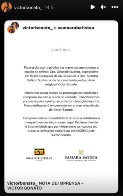 Reprodução de postagem de story no Instagram