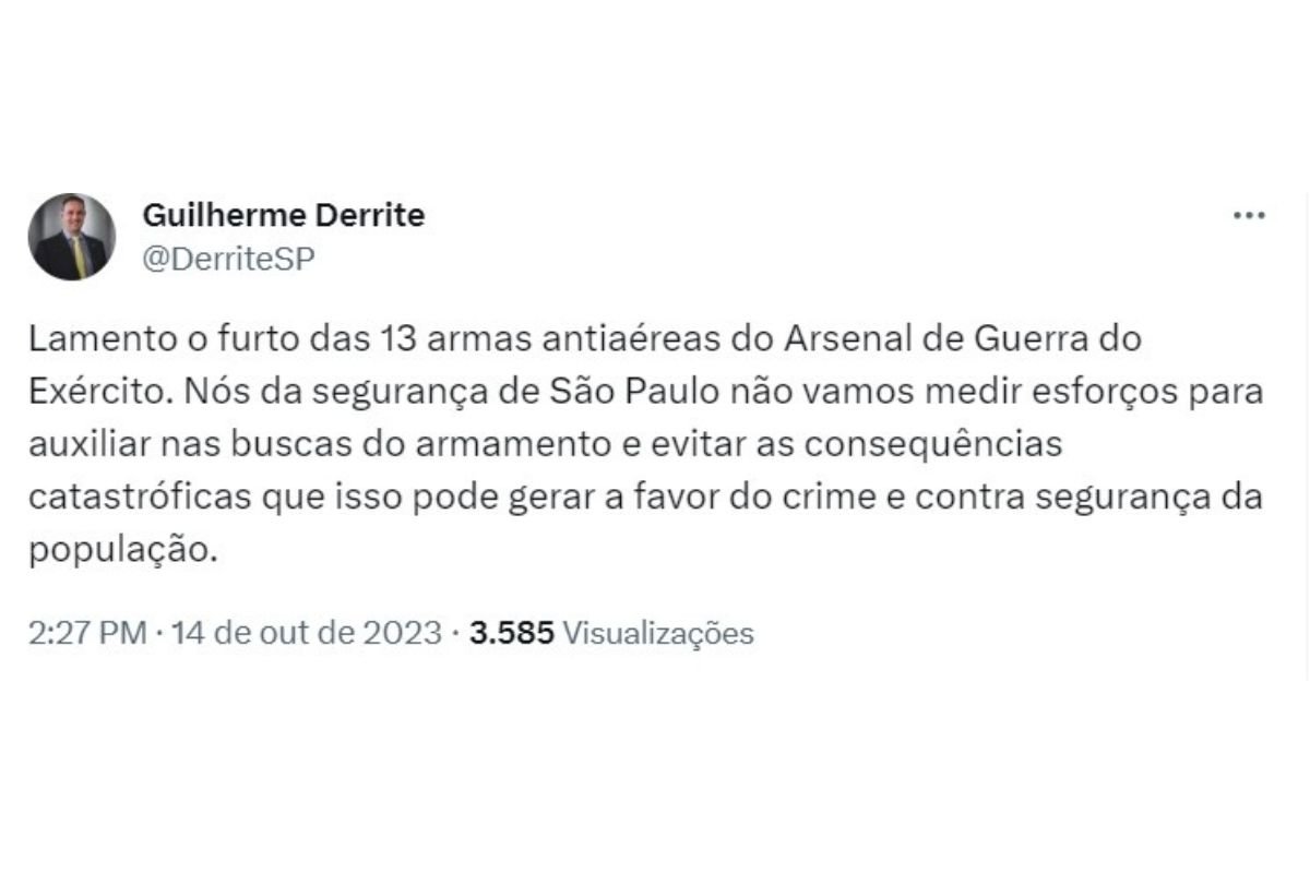 Ladrões furtam 13 armas antiaéreas do arsenal de Guerra do Exército