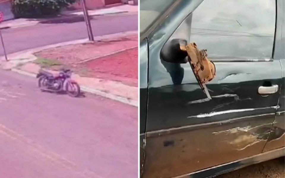 Motoqueiro fantasma?: moto 'liga sozinha' e sai em direção à pista; assista  ao vídeo