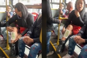 mulher se depilando em ônibus em Bogotá