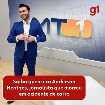 Repórter da TV Globo, Anderson Junior Hentges posa nos bastidores do MT1 - Metrópoles