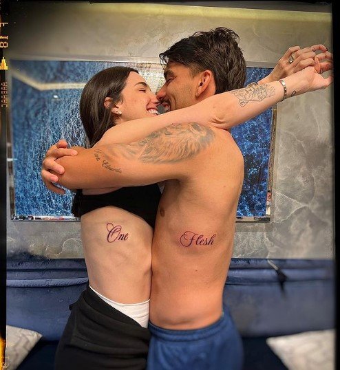 Lucas Paquetá e Duda Fournier surpreendem com tatuagem: “Uma só carne”