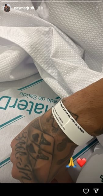 Neymar mostra que est&aacute; internado para passar por cirurgia - Metr&oacute;poles
