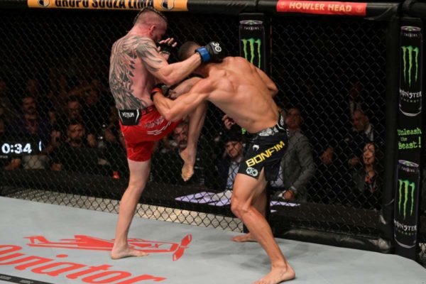 Imagem mostra lutadores em luta no UFC - Metrópoles