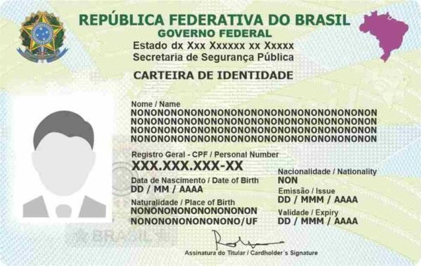 Na imagem, modelo da nova Carteira de Identidade Nacional (CIN)