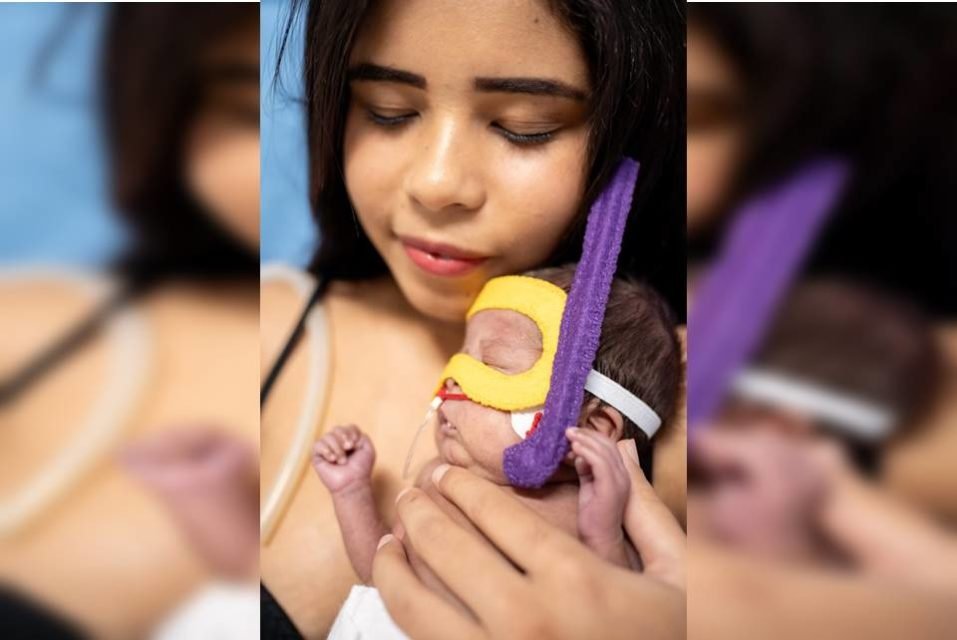 Mãe e bebê prematuro