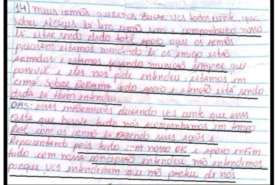 Reprodução de carta escrita à mão - Metrópoles