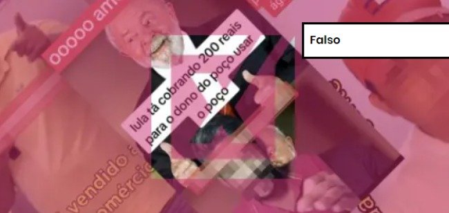 Captura de tela de post falso sobre Lula ter criado taxa para uso de poços artesianos
