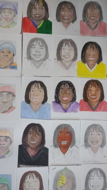 imagem colorida mostra série de desenhos do cantor milton nascimento