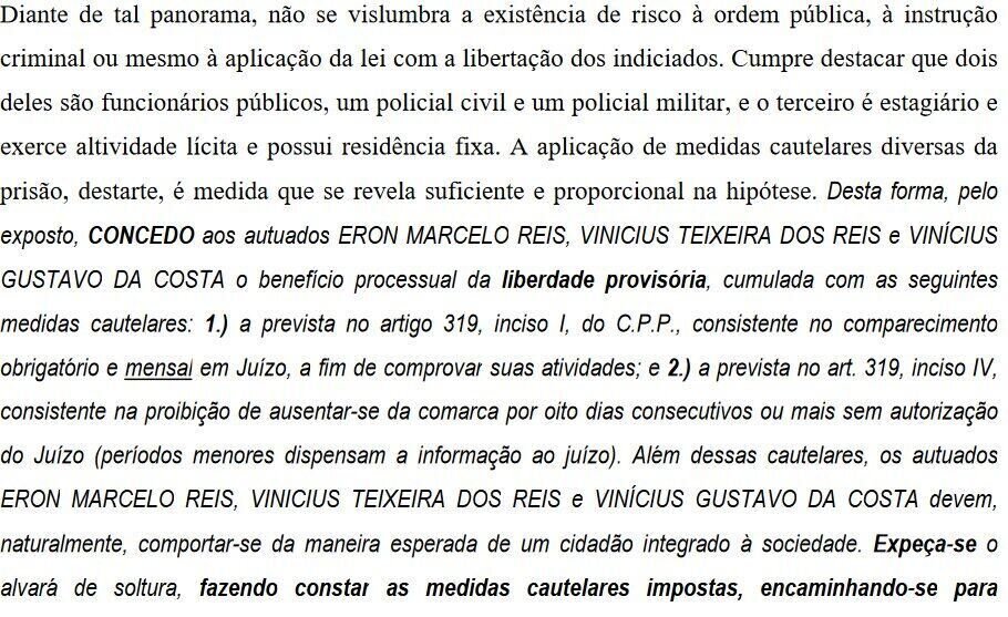 Reprodução de trecho de decisão judicial - Metrópoles
