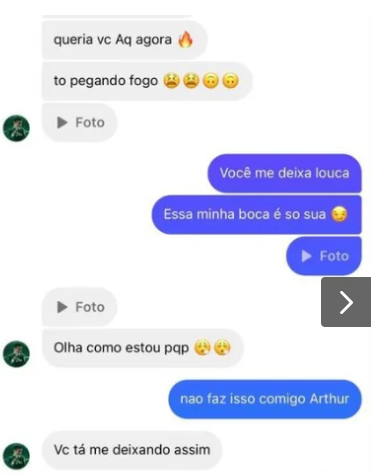 Print de conversa de Artur, atacante do Palmeiras, com amante- Metrópoles