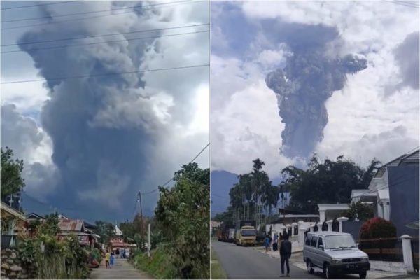 Duas fotos de vulcão em erupção na Indonésia - Metrópoles