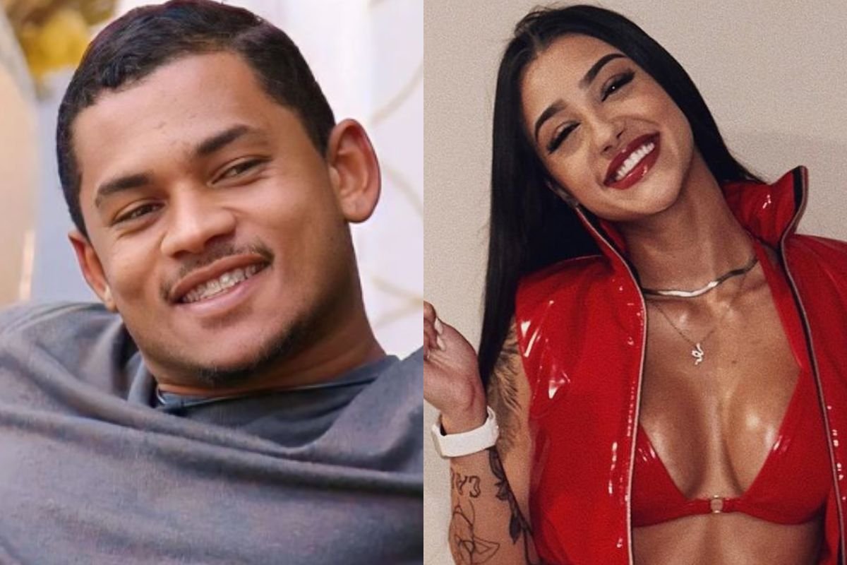 Montagem colorida de Gabriel Roza sorrindo e Bia Miranda sorrindo - Metrópoles