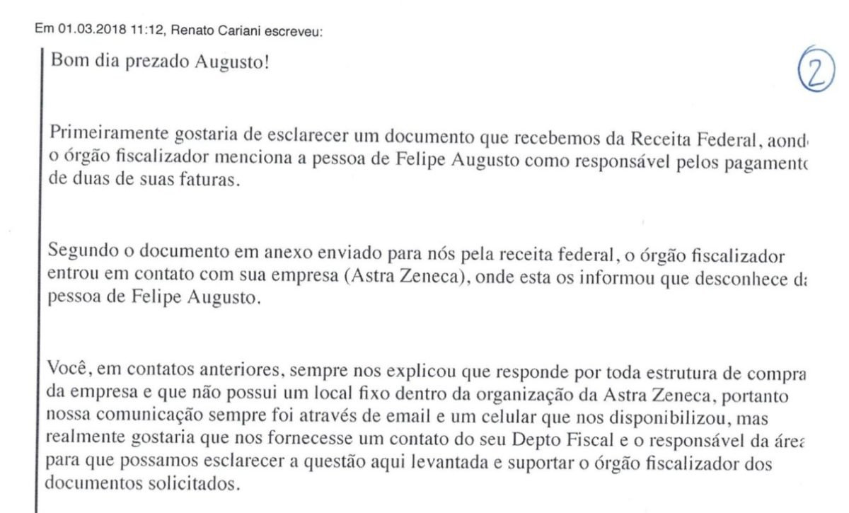 RENATO CARIANI SE DIZ PREOCUPADO COM INVESTIGAÇÃO DA RECEITA EM CONVERSA COM FALSO REPRESENTANTE DA ASTRAZENECA - METRÓPOLES