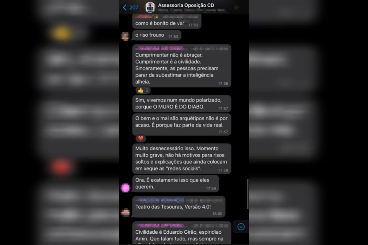 Mensagens de WhatsApp sobre Sergio Moro em grupo de assessores da oposição na Câmara