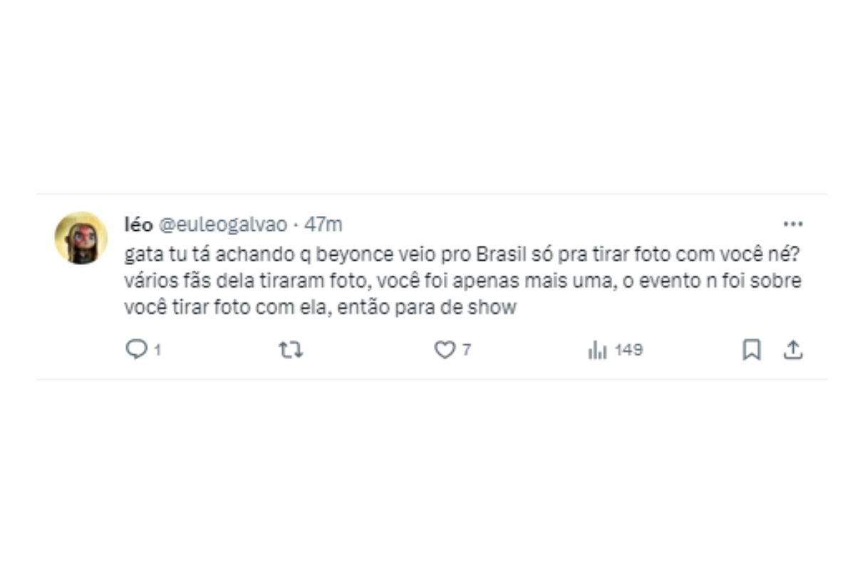 Tuítes com opiniões sobre a atitude de Ludmilla de mandar indireta sobre as montagens com a foto dela e da Beyoncé - Metrópoles