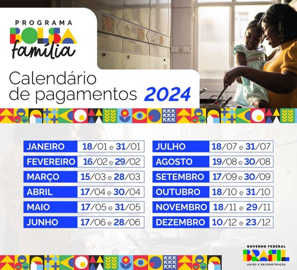 imagem colorida mostra calendário de pagamento do bolsa família em 2024 - Metrópoles