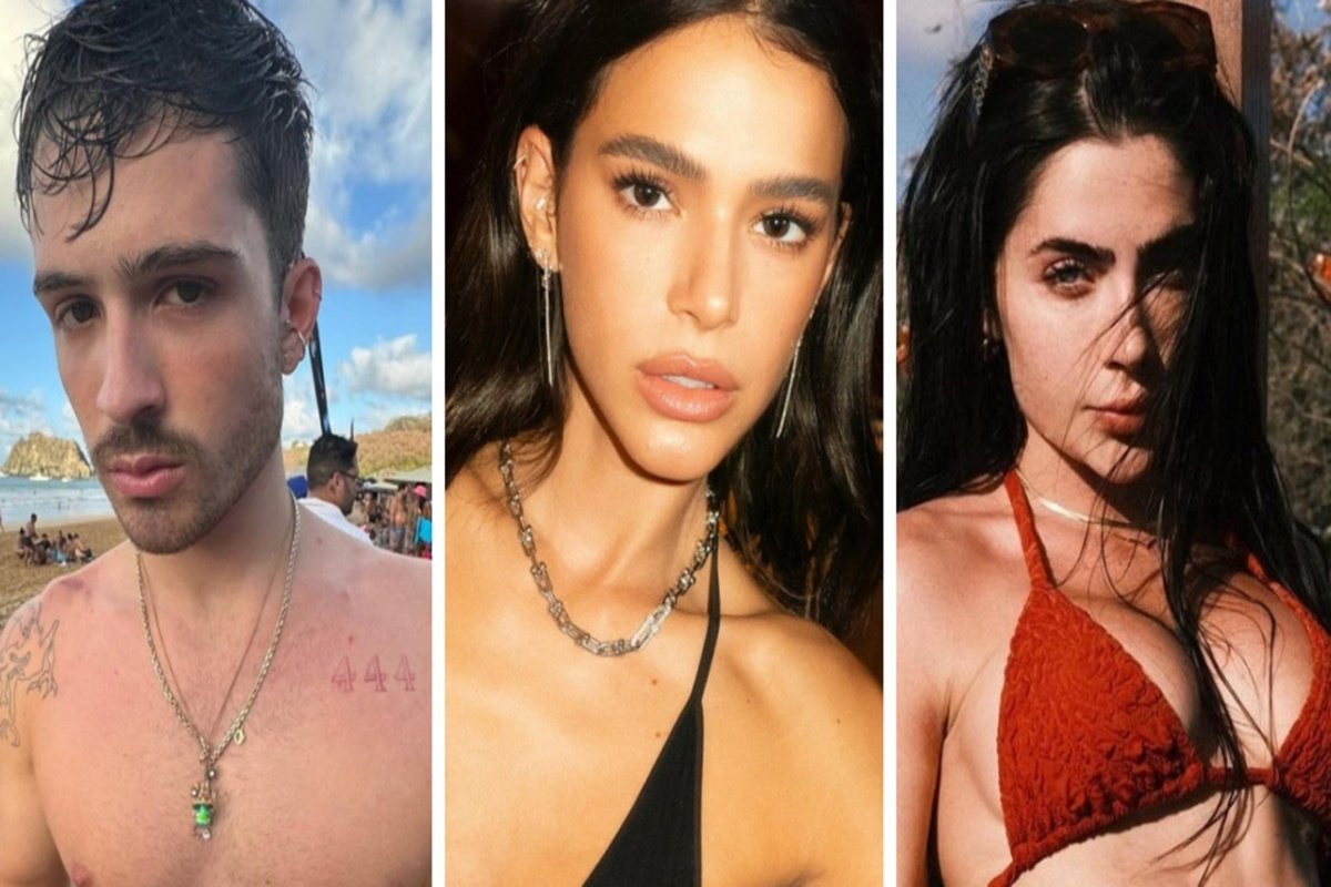 Montagem feita a partir de fotos das redes sociais de João Guilherme, Bruna Marquezine e Jade Picon - Metrópoles