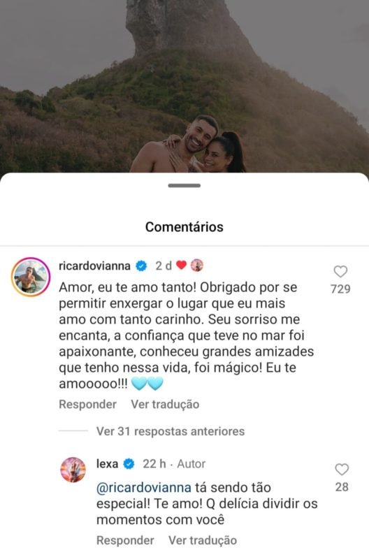 Print da declaração que Lexa recebeu do namorado, Ricardo Vianna - Metrópoles