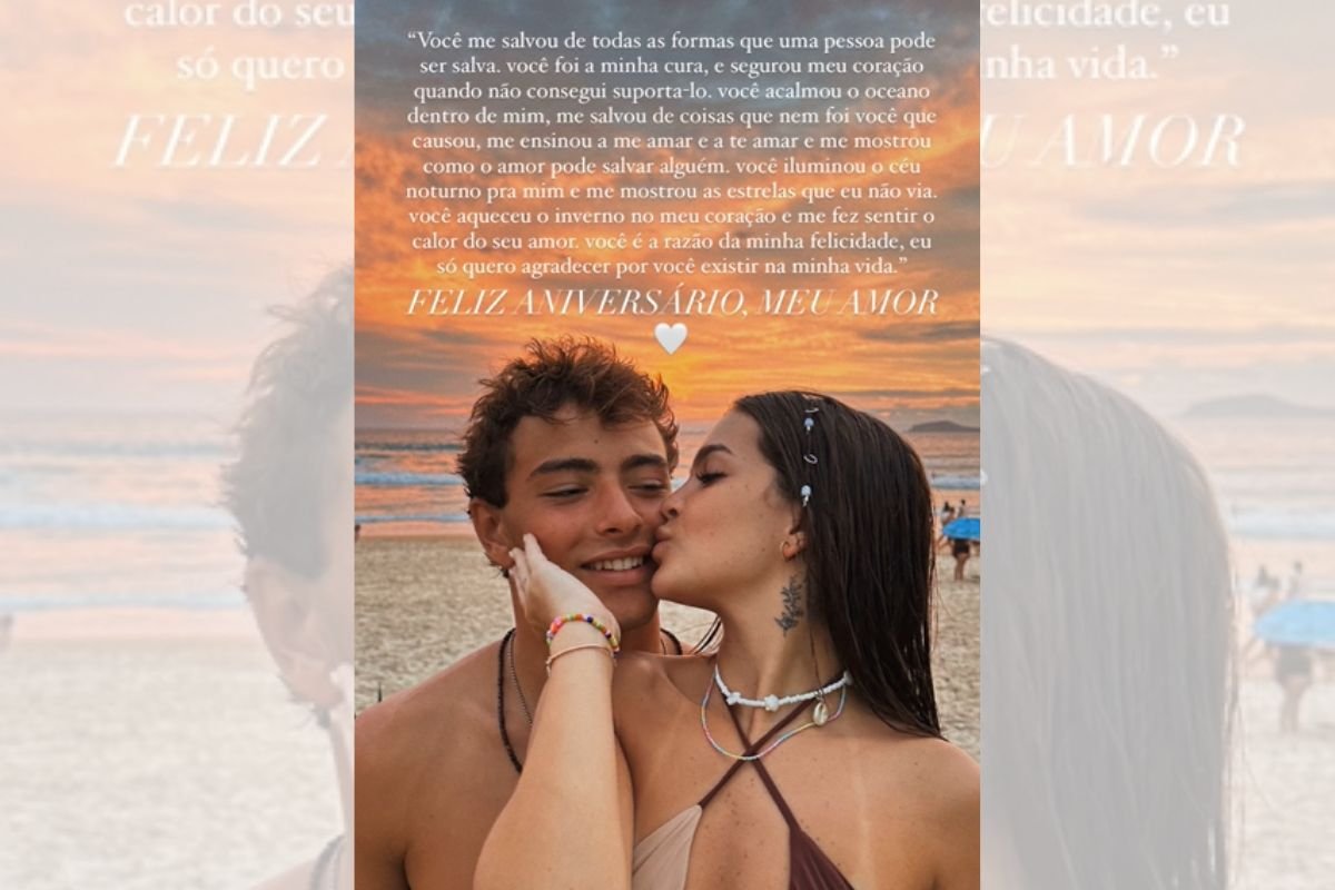 Mel Maia e João Maria Pereira se beijando - Metrópoles
