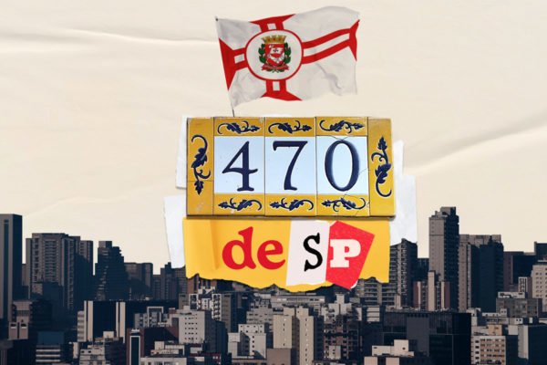 Ilustração da bandeira de SP em cima de uma placa 470