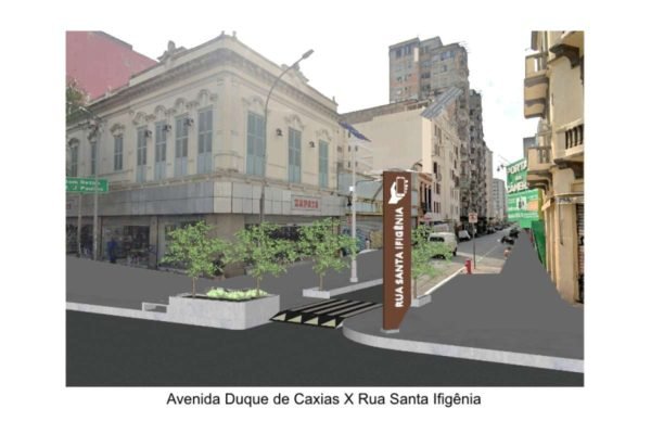 imagem colorida mostra desenho de projeto para rua santa ifigênia - metrópoles