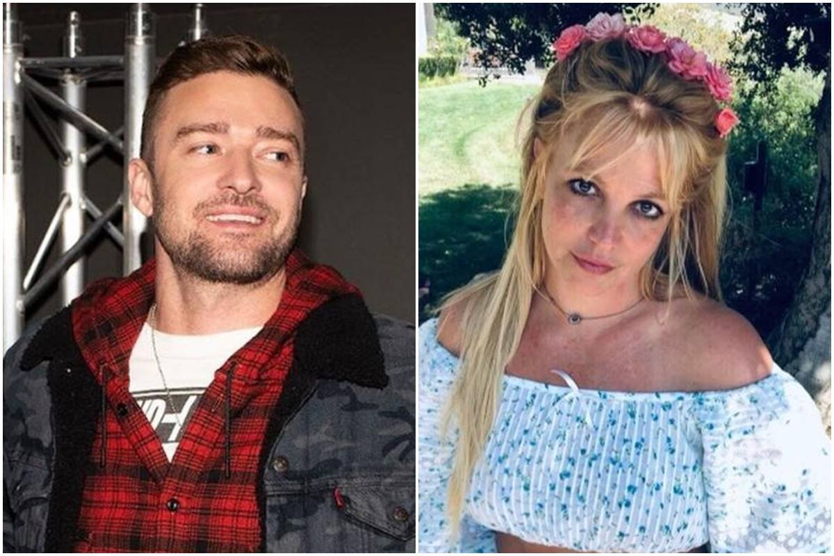 Montagem com as fotos coloridas de Justin Timberlake e Britney Spears - Metrópoles