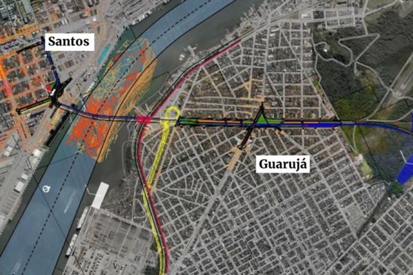 foto colorida de túnel que será construído entre Santos e Guarujá em convênio assinado pelo governo federal e o estado de SP - Metrópoles