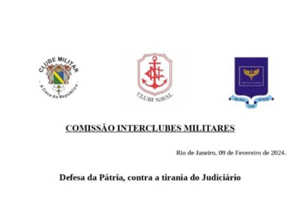 Imagem colorida mostra carta que circula nas redes sobre posição de clubes militares mas que é falsa - metrópoles