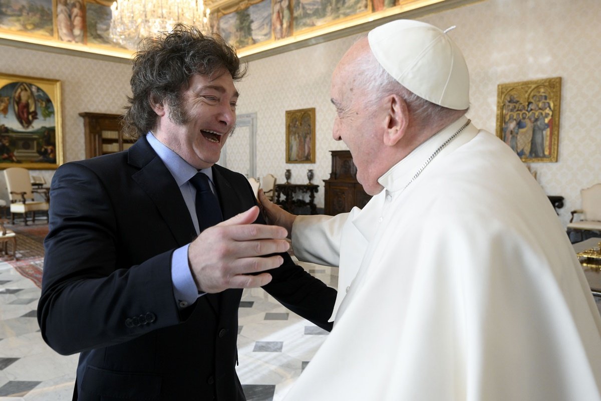 Encontro entre papa Francisco e o presidente argentino Javier Milei no Vaticano