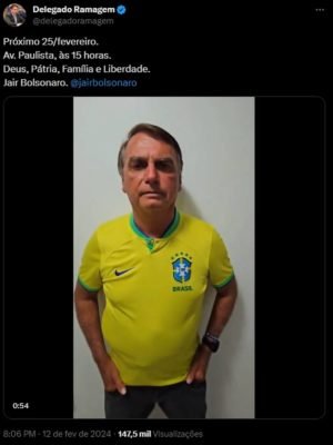 imagem colorida mostra tuíte em apoio a manifestação marcada por Bolsonaro - Metrópoles