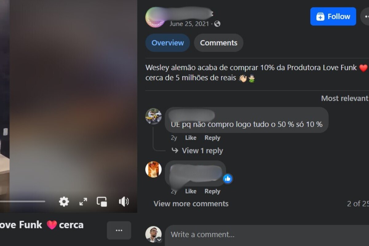 Imagem colorida de postagem no Facebook sobre compra de produtora por R$ 5 milhões - Metrópoles