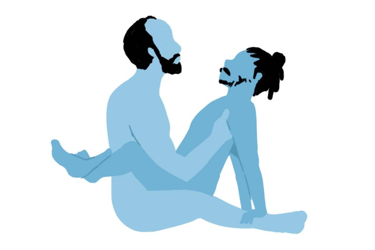 Ilustrao de posio sexual com dois homens em azul - Metrpoles