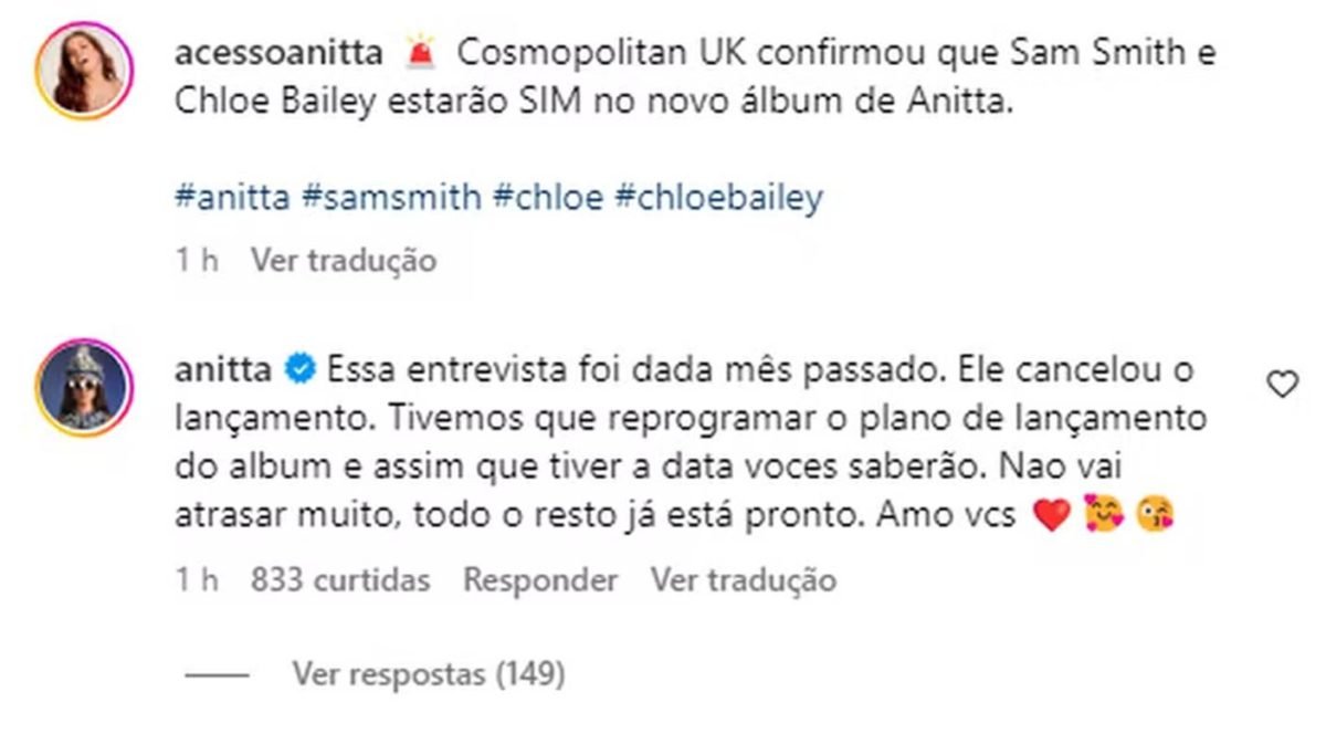 Anitta fala sobre Sam Smith - Metrópoles