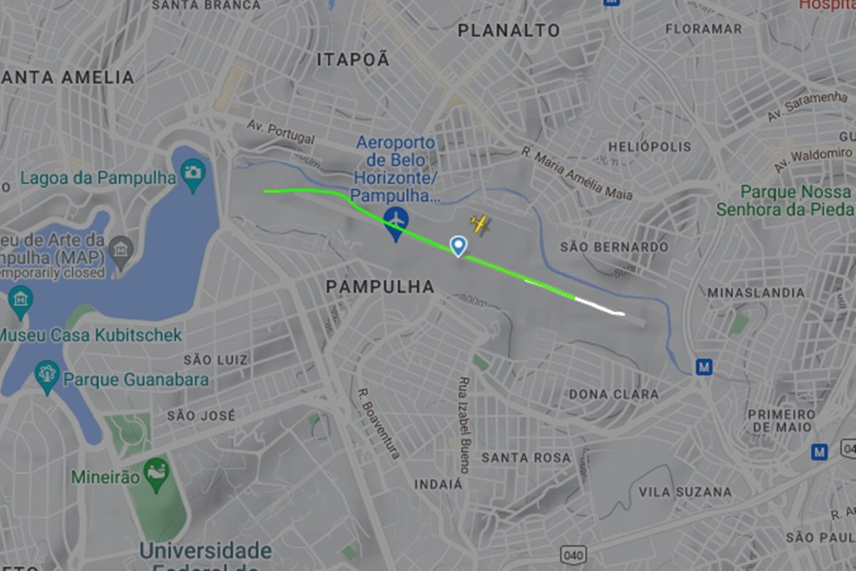 Imagem mostra trajetória de avião da PF que caiu em Belo Horizonte - Metrópoles