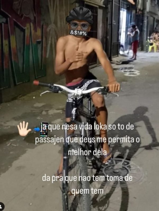 foto colorida de perfil no Instagram que enaltece furtos de celulares e roubos, muitos deles praticados por menores - Metrópoles