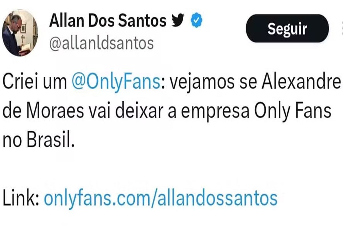Bloqueado em redes, Allan dos Santos apela ao site adulto Onlyfans