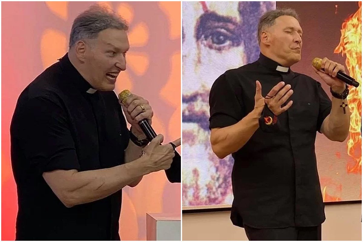 Foto colorida de Padre Marcelo Rossi em missa e bombado - Metrópoles