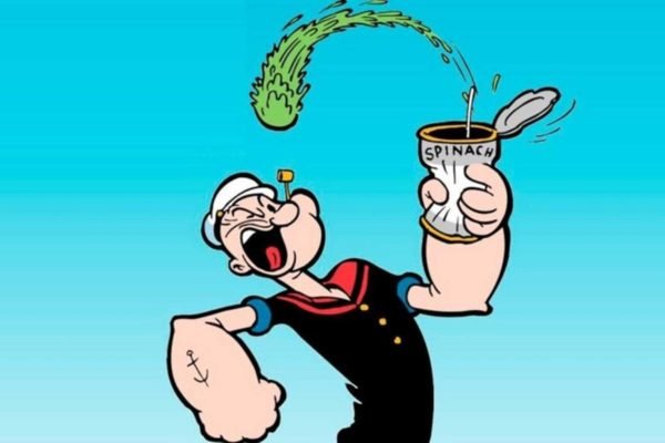 desenho colorido do personagem popeye comendo espinafre - metrópoles