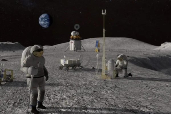 Ilustração de astronautas na lua - Metrópoles