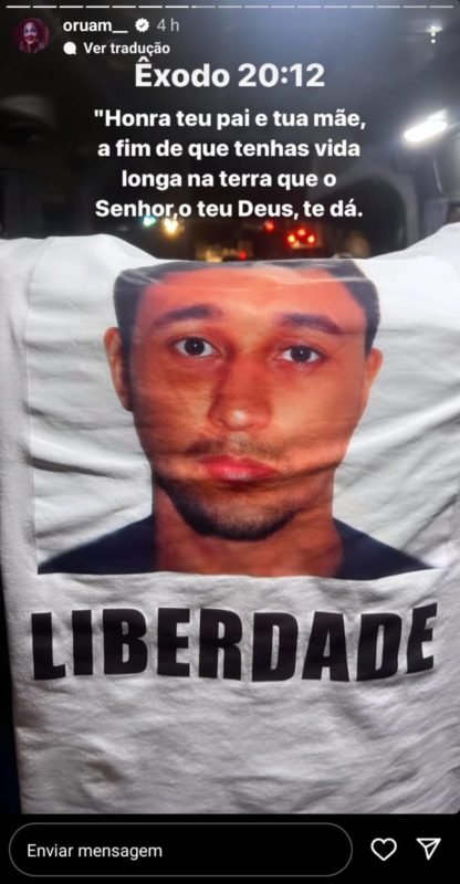 Print do desabafo de Oruam após homenagear o pai, Marcinho VP, no Lollapalooza - Metrópoles