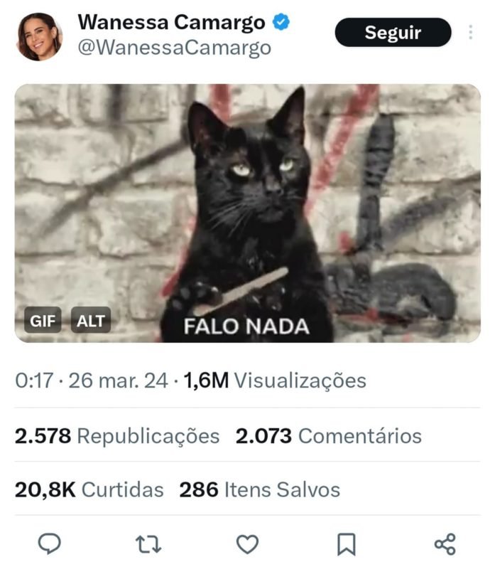 Print do post de Wanessa sobre a briga entre Davi e Bin Laden no BBB24 - Metrópoles