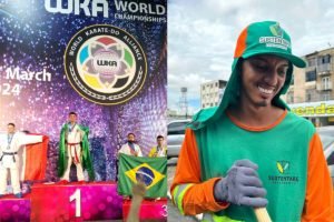 Ouro e prata: gari do DF vence campeonato mundial de karatê na Europa