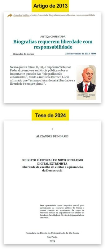 Alexandre de Moraes copiou os próprios textos em concurso da USP