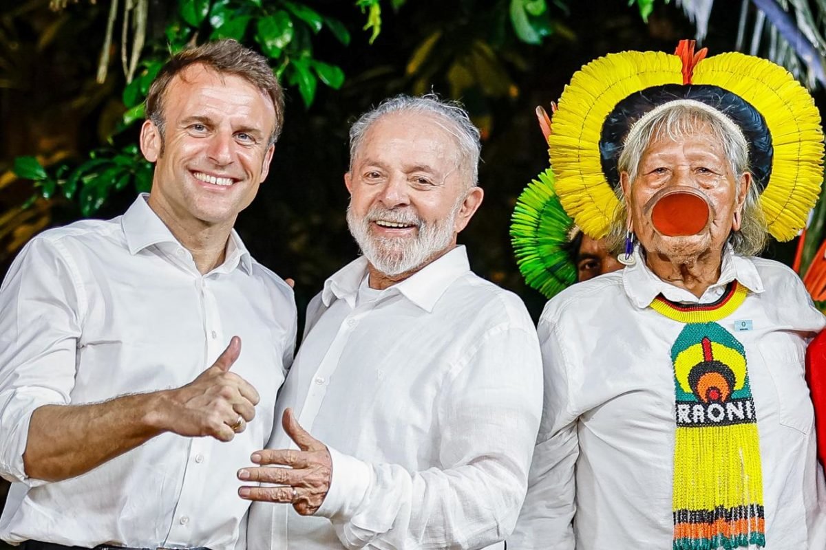 Macron, Lula e cacique Raoni