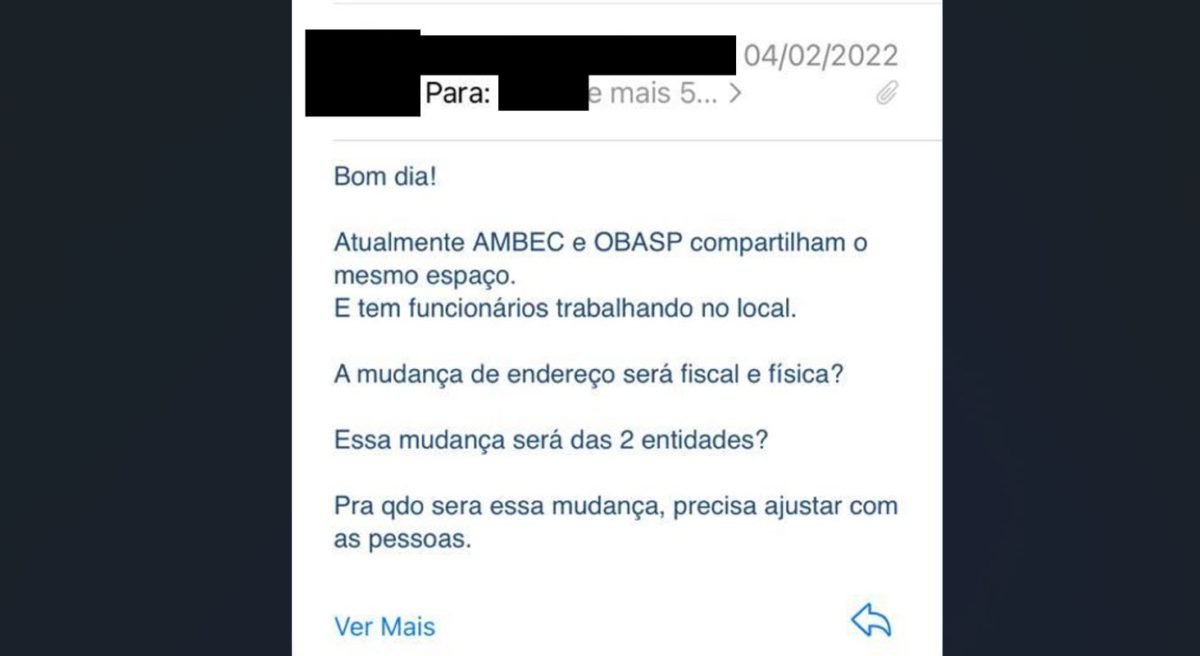 E-MAILS DA AMBEC MOSTRAM DISCUSSÃO INTERNA ATÉ MESMO SOBRE SEDE E FUNCIONÁRIOS DA ENTIDADE - METRÓPOLES