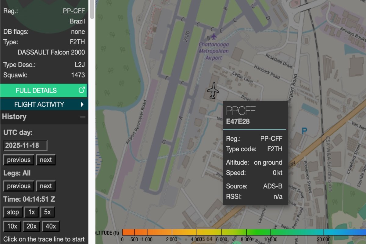 Jatinho de Daniel Vorcaro do Banco Master nos Estados Unidos