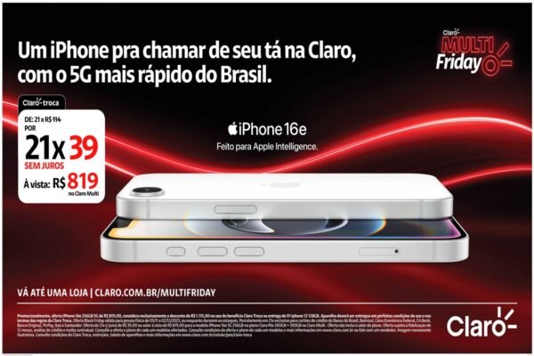 Imagem colorida oferta de iPhones para Multi Friday da Claro