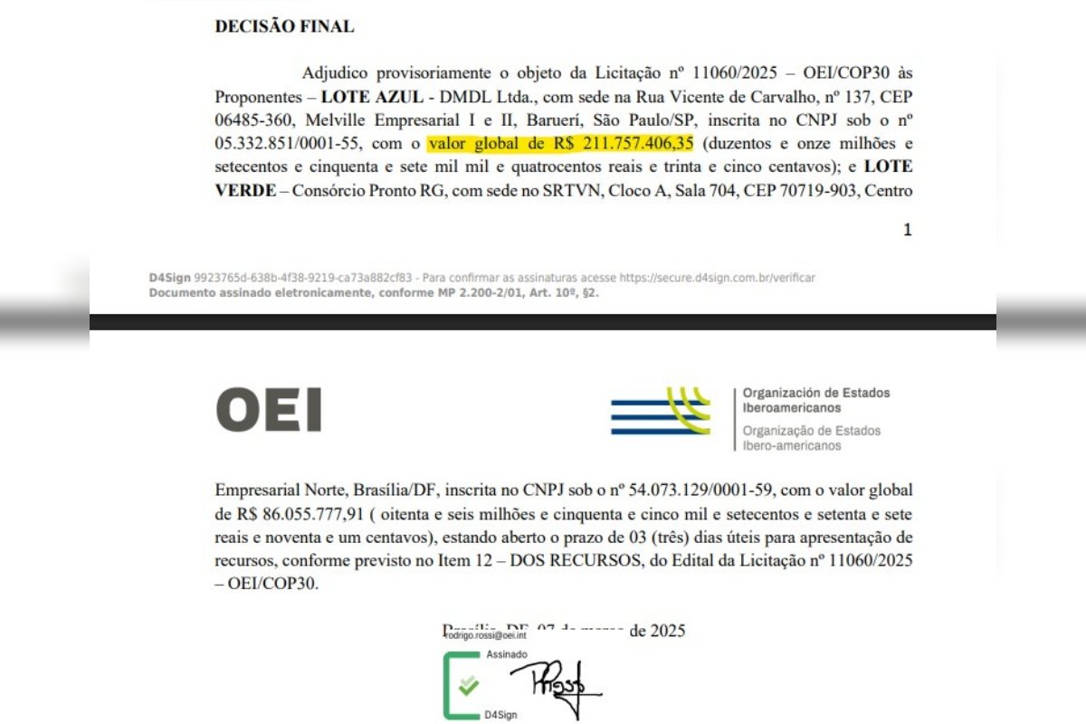 Ata da licitação da OEI para a COP30